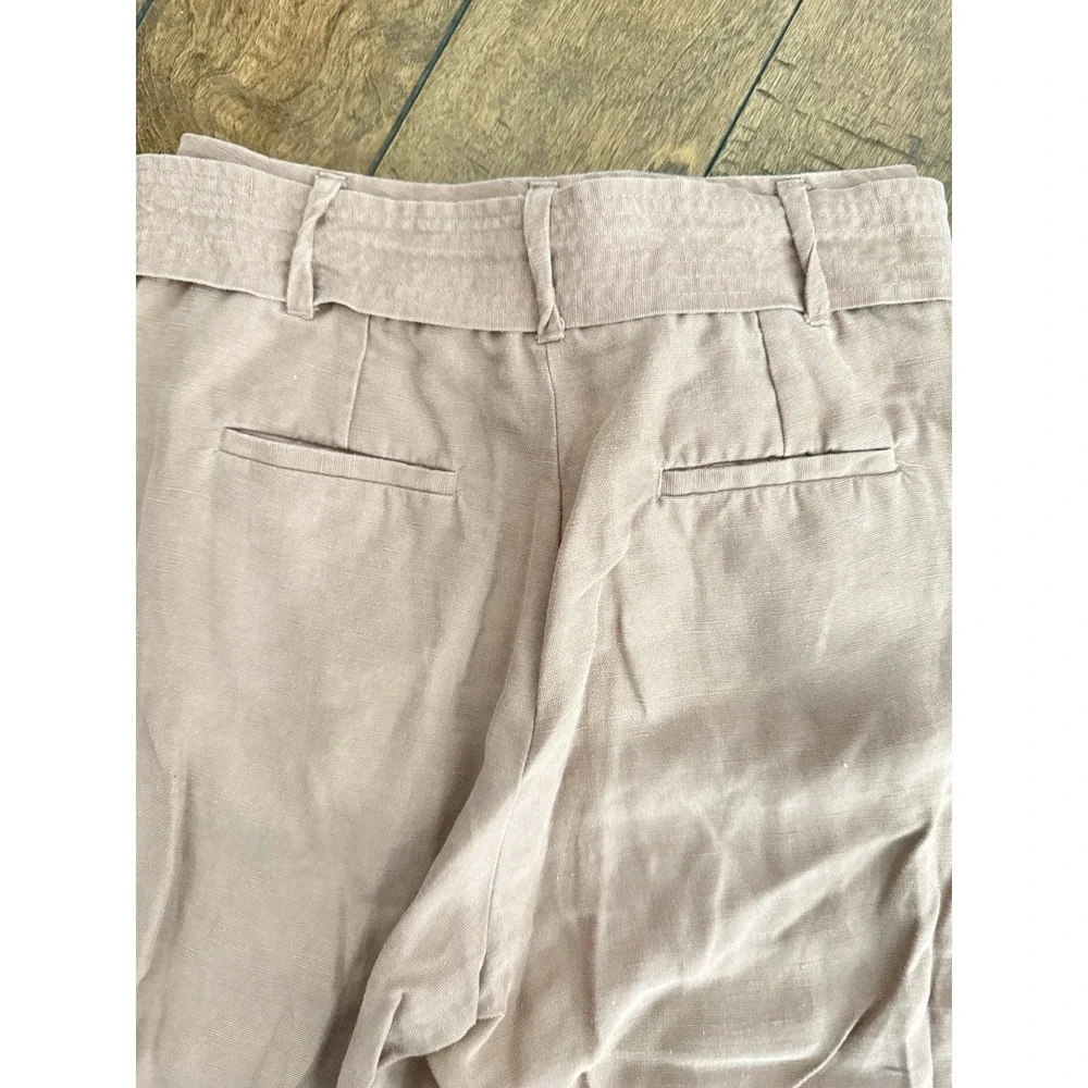 Aritzia Wilfred Linen Trousers Womens 2 Pink High Waist Belted Tapered Pants